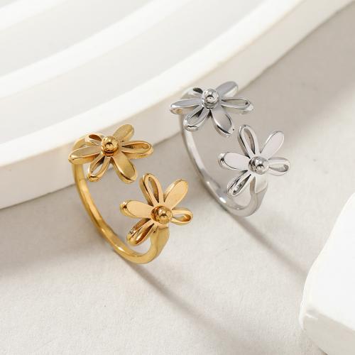 Stainless Steel Finger Ring 304 Stainless Steel Flower fashion jewelry & Unisex Sold By PC