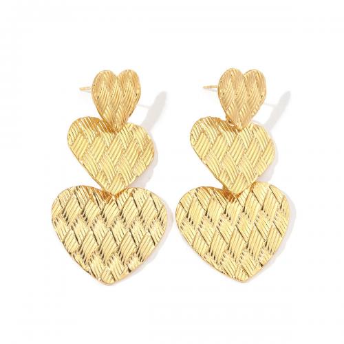 Stainless Steel Stud Earrings 304 Stainless Steel Heart 18K gold plated fashion jewelry & for woman golden Sold By Pair