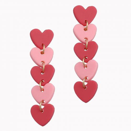 Resin Earring Heart handmade fashion jewelry & for woman Sold By Pair