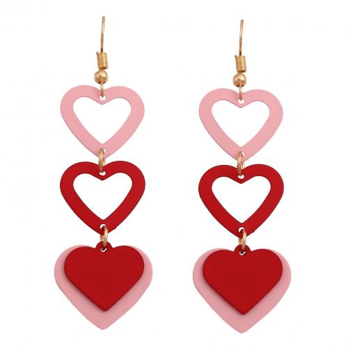 Zinc Alloy Drop Earrings Heart stoving varnish fashion jewelry & for woman nickel lead & cadmium free Sold By Pair