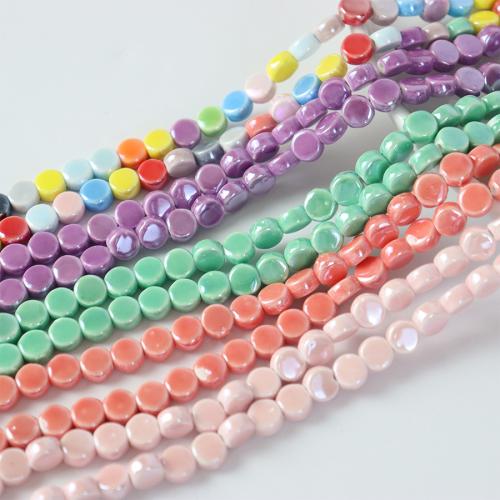 Perles bijoux en porcelaine, Plat rond, vernis au four, bijoux de mode & DIY, plus de couleurs à choisir, 8mm, Environ 100PC/sac, Vendu par sac
