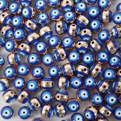 Cink ötvözet Evil Eye Beads, Kerek, galvanizált, divat ékszerek & DIY & zománc, több színt a választás, nikkel, ólom és kadmium mentes, 8mm, Kb 100PC-k/Bag, Által értékesített Bag