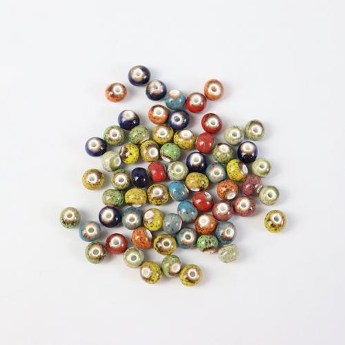 Porcelæn smykker perler, Runde, mode smykker & du kan DIY, flere farver til valg, 6mm, Ca. 100pc'er/Bag, Solgt af Bag