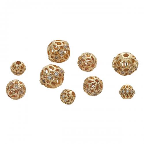 Brass Spacer Beads 18K gold plated DIY & micro pave cubic zirconia nickel lead & cadmium free Sold By PC