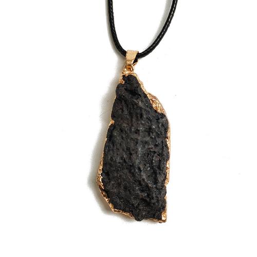 Gemstone Pendants Jewelry Lava with Brass gold color plated DIY black nickel lead & cadmium free The size of the pendant is about 50MM Sold By PC