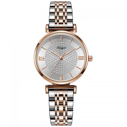 Women Wrist Watch 304 Stainless Steel with Glass & Zinc Alloy Chinese movement & for woman & waterproof & with rhinestone nickel lead & cadmium free Dial 32mm thickness :10mm. Sold By PC