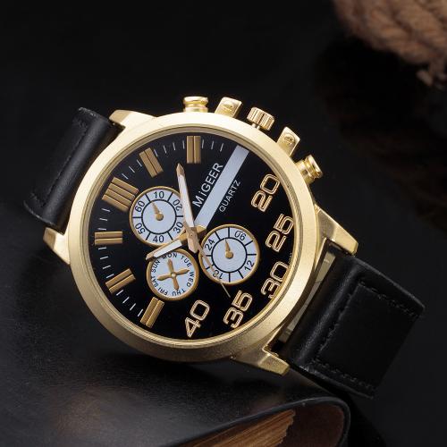 Unisex Wrist Watch PU Leather with Glass & Zinc Alloy fashion jewelry & Chinese movement & for man nickel lead & cadmium free Dial 48mm thickness :12mm band width :24mm. Sold By PC