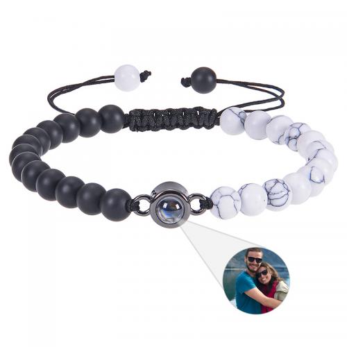 Gemstone Bracelets Natural Stone with 304 Stainless Steel fashion jewelry & Unisex Length Approx 6.6-11.8 Inch Sold By PC