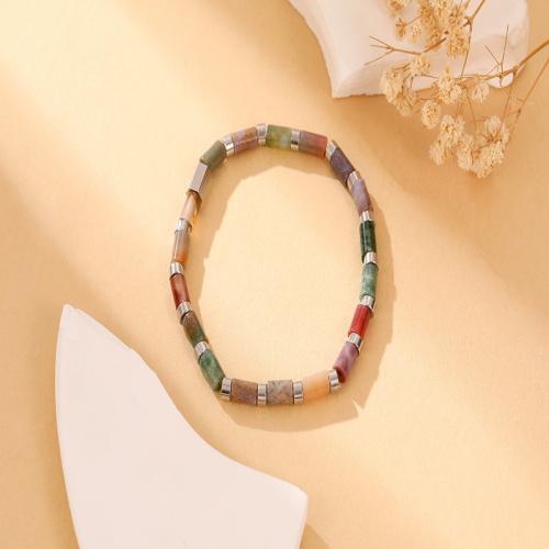 Gemstone Bracelets Natural Stone with 304 Stainless Steel fashion jewelry & Unisex Length Approx 22 cm Sold By PC