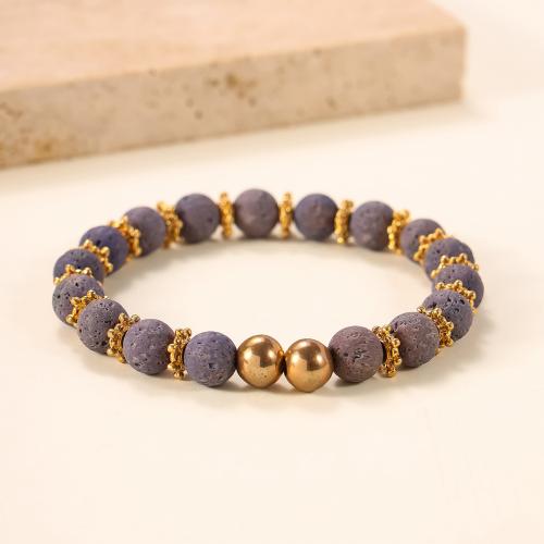 Gemstone Bracelets Zinc Alloy with Lava fashion jewelry & for woman grey nickel lead & cadmium free Sold By PC