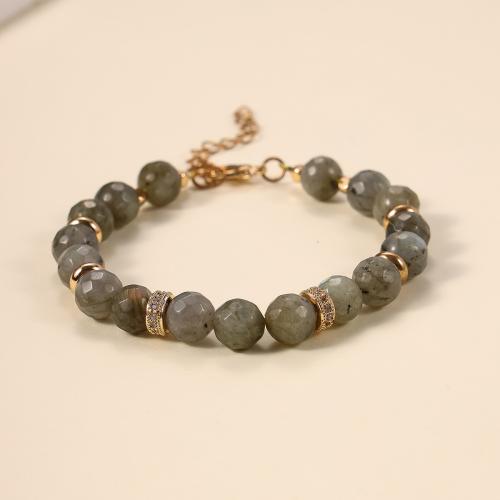 Gemstone Bracelets Natural Stone with 304 Stainless Steel with 6cm extender chain fashion jewelry & for woman green Length Approx 18 cm Sold By PC