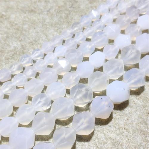 Perline di agata bianca naturale, DIY & formato differente per scelta & sfaccettati, bianco, Venduto per Appross. 36-38 cm filo