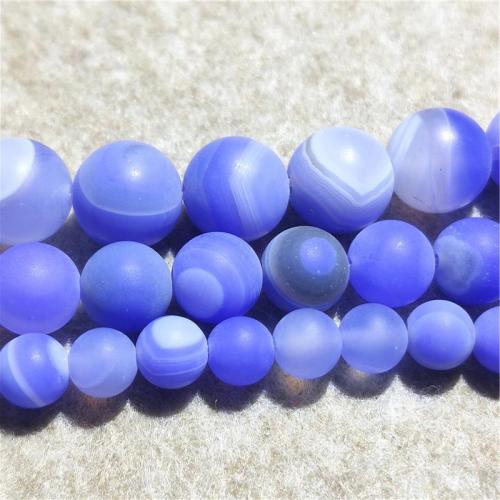 Natural Lace Agate Beads Round DIY & frosted blue Sold Per Approx 36-38 cm Strand
