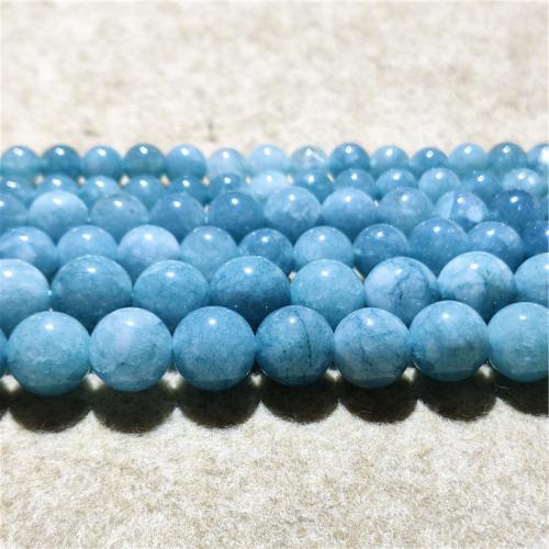 Jade Beads, kvartsit jade, Runde, mode smykker & du kan DIY & forskellig størrelse for valg, hav blå, Solgt Per Ca. 38-40 cm Strand