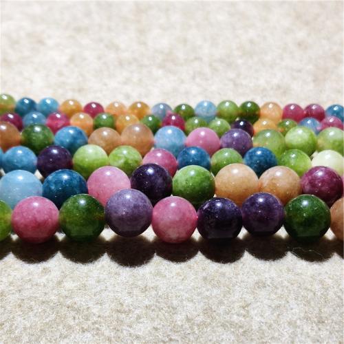 Jade Beads, kvartsit jade, Runde, mode smykker & du kan DIY & forskellig størrelse for valg, blandede farver, Solgt Per Ca. 38-40 cm Strand