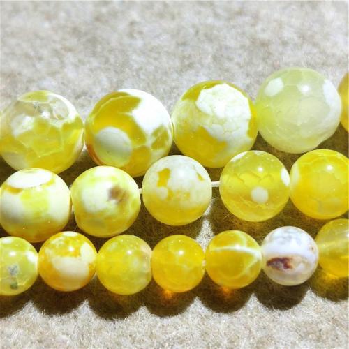 Natural Dragon Veins Agate Beads Round DIY yellow Sold Per Approx 38-40 cm Strand