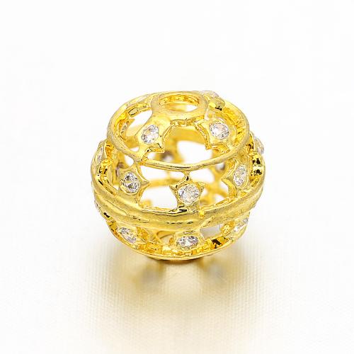 Brass Spacer Beads gold color plated DIY & micro pave cubic zirconia nickel lead & cadmium free Sold By PC