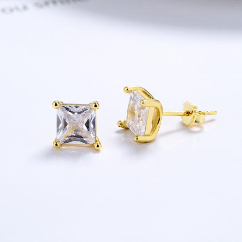 Cubic Zirconia Micro Pave Sterling Silver Earring 925 Sterling Silver plated fashion jewelry & micro pave cubic zirconia & for woman nickel lead & cadmium free Sold By Pair