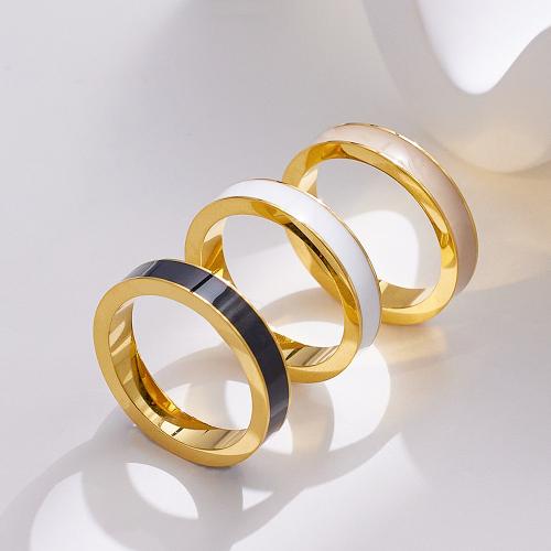 Couple Finger Rings Titanium Steel & for woman & enamel width 4mm Sold By PC