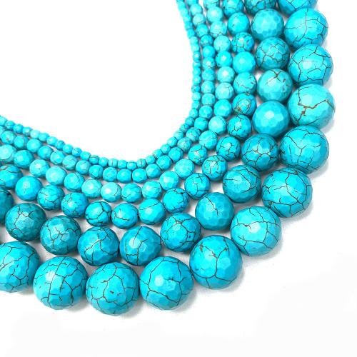 Perles turquoises, turquoise synthétique, Rond, DIY & normes différentes pour le choix & facettes, bleu, Vendu par Environ 38 cm brin