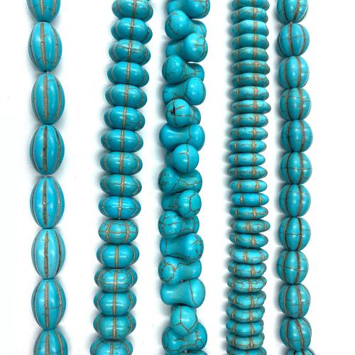 Turkis perler, Syntetisk Turkis, du kan DIY & forskellig størrelse for valg, blå, Solgt Per Ca. 38 cm Strand