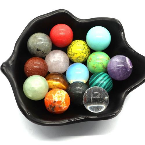 Gemstone Ékszer Gyöngyök, Természetes kő, Kerek, DIY & nincs lyuk, Véletlen szín, 16mm, Által értékesített PC