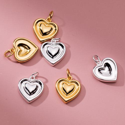 925 Sterling Silver Pendant Heart plated DIY Sold By PC