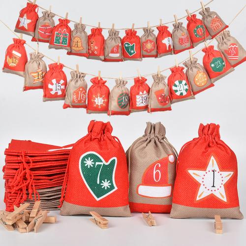 Christmas Gift Bag Linen Christmas jewelry mixed colors Sold By Set