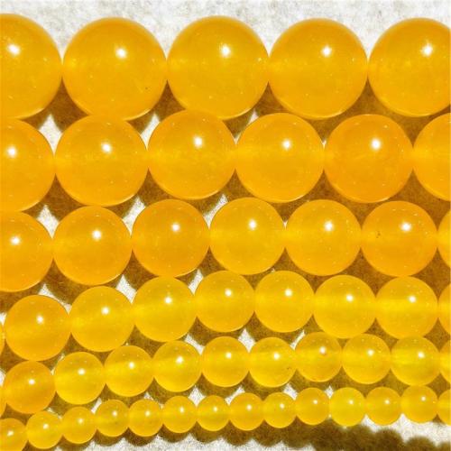 Natural Chalcedony Bead Round DIY yellow Sold Per Approx 38-40 cm Strand