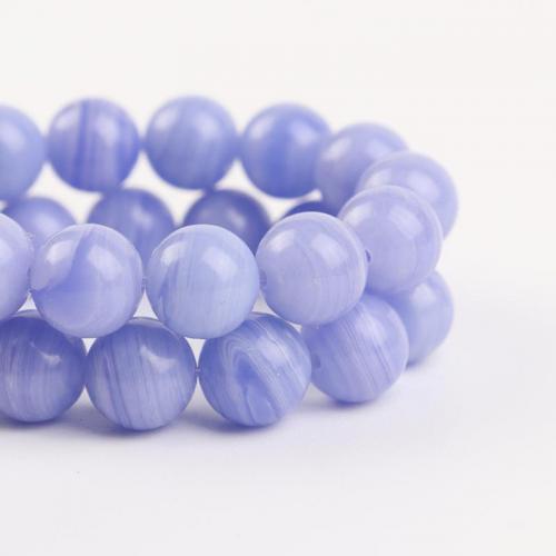 Natural Chalcedony Bead Round DIY purple Sold Per Approx 35-40 cm Strand