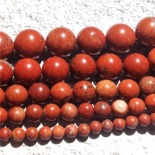 Edelstein Schmuckperlen, Roter Jaspis, rund, DIY & verschiedene Größen vorhanden, rot, verkauft per ca. 38-40 cm Strang