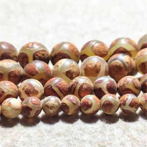 Perles agate dzi tibétaine naturelle, agate Tibétaine, Rond, DIY & normes différentes pour le choix, couleurs mélangées, Vendu par Environ 38-40 cm brin