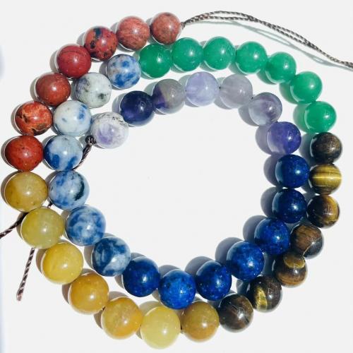 Gemstone Smycken Pärlor, Ädelsten, Rund, DIY & olika storlek för val, flerfärgad, Såld Per Ca 38 cm Strand