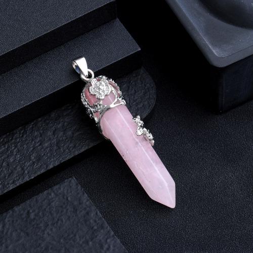 Gemstone Pendants Jewelry Natural Stone with Zinc Alloy silver color plated DIY Sold By PC