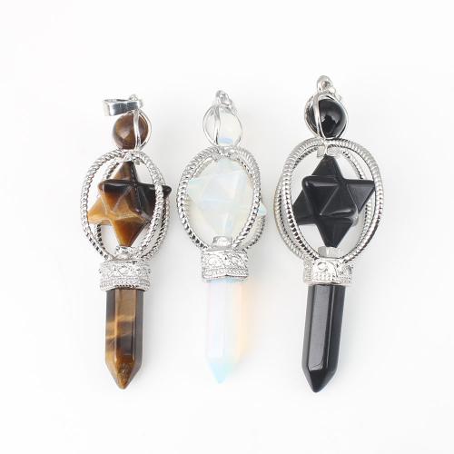 Gemstone Pendants Jewelry Zinc Alloy with Gemstone plated DIY nickel lead & cadmium free Sold By PC