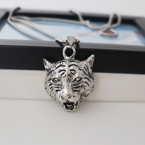Zinc Alloy Animal Pendants Tiger plated DIY silver color nickel lead & cadmium free Sold By PC