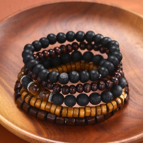 Resin Bracelets Elastic Thread with Coco & Resin & Zinc Alloy 5 pieces & fashion jewelry & for man Sold By Set