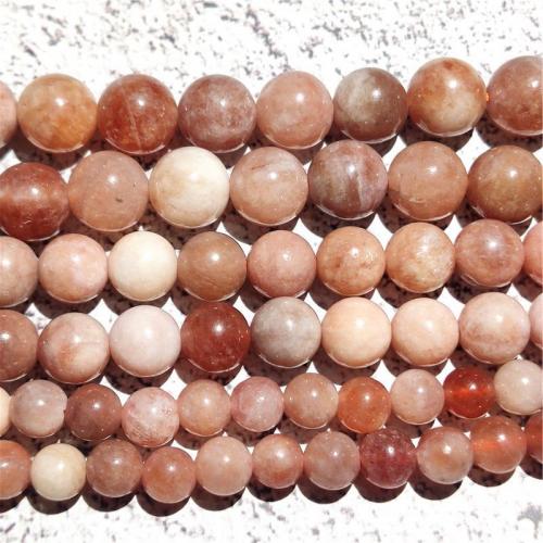 Gemstone Smycken Pärlor, Sunstone, Rund, DIY & olika storlek för val, blandade färger, Såld Per Ca 36-38 cm Strand