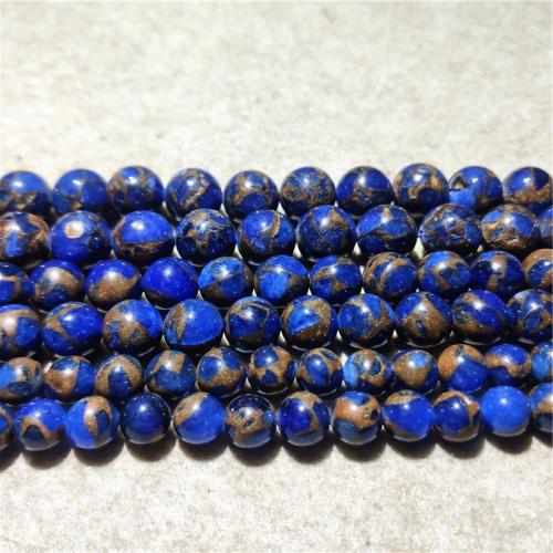 Gemstone smykker perler, Cloisonne Stone, Runde, du kan DIY & forskellig størrelse for valg, lapis lazuli, Solgt Per Ca. 38-40 cm Strand