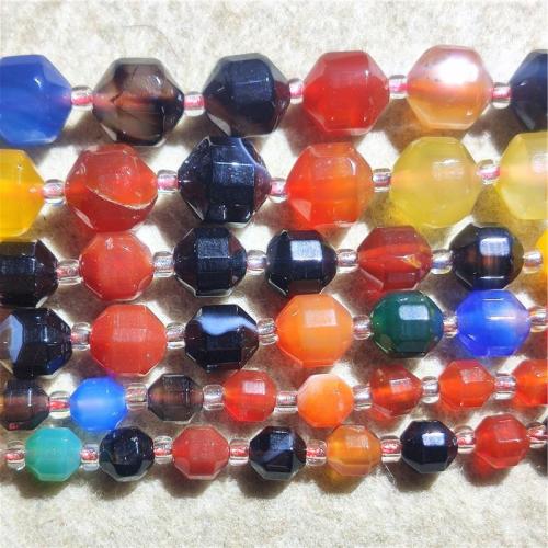 Prirodni Rainbow ahat perle, Rainbow Agate, možete DIY & različite veličine za izbor & faceted, miješana boja, Prodano Per Približno 36-38 cm Strand