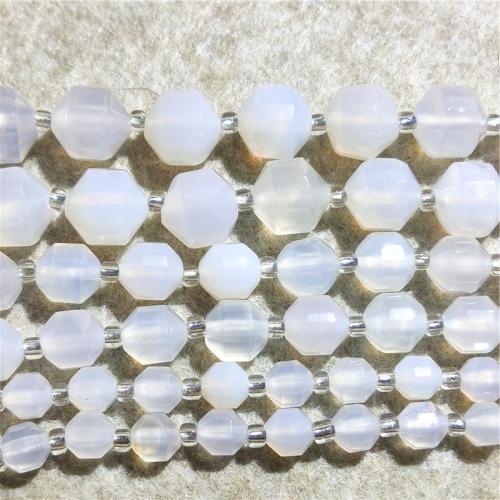 Természetes fehér Achát gyöngyök, DIY & különböző méretű a választás & sokoldalú, fehér, Naponta eladott Kb 36-38 cm Strand