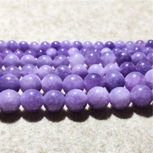 Jade Perlen, Quarzit Jade, rund, DIY & verschiedene Größen vorhanden, violett, verkauft per ca. 38-40 cm Strang