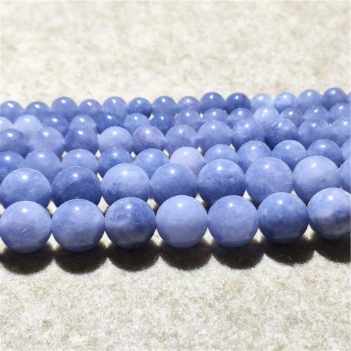 Lila Chalcedon, Quarzit Jade, rund, DIY & verschiedene Größen vorhanden, seeblau, verkauft per ca. 38-40 cm Strang