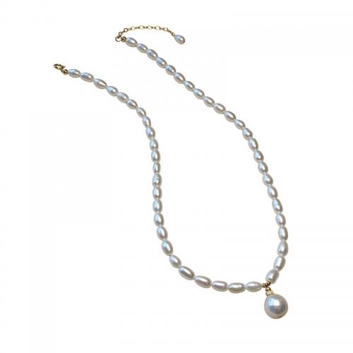 Collier de perles d'eau douce naturelles, perle d'eau douce cultivée, bijoux de mode & pour femme, Vendu par Environ 40 cm brin