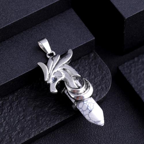 Gemstone Pendants Jewelry Natural Stone with Zinc Alloy Horse silver color plated DIY Sold By PC