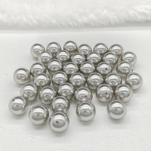 Glas perle perler, Glass Pearl, Runde, ovntørrende lak, du kan DIY & forskellig størrelse for valg & halv-boret, sølv, Ca. 10pc'er/Bag, Solgt af Bag
