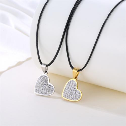 Stainless Steel Heart Pendants 304 Stainless Steel plated DIY & with rhinestone 21mm Sold By PC