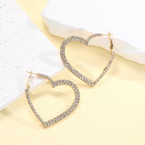 Zinc Alloy Drop Earrings with Crystal Heart fashion jewelry & for woman nickel lead & cadmium free Sold By Pair