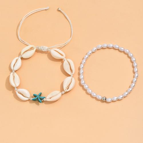 Mode sieraden enkelband, Plastic Pearl, met Katoen draad & Schelp, handgemaakt, verschillende stijlen voor de keuze & voor vrouw, Verkocht door Stel