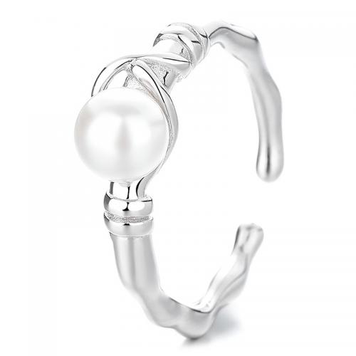 925 Sterling Silver Finger Rings with Plastic Pearl plated for woman Sold By PC
